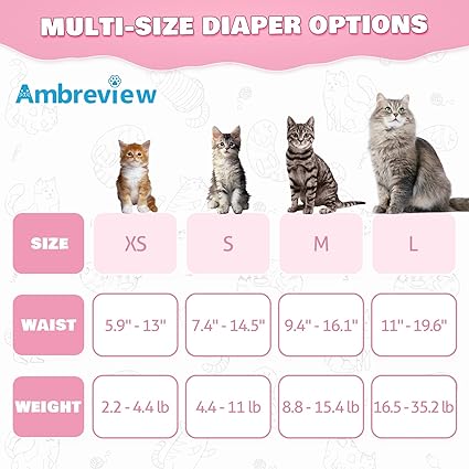 Ambreview Disposable Cat Diapers, Diapers for Female & Male Cats 10 Count