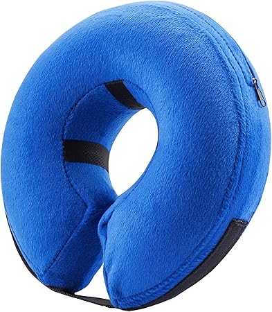 Bencmate Protective Inflatable Collar for Dogs and Cats, Medium Fits 8-12" Neck, Blue