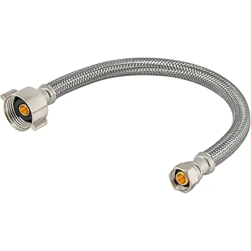 Eastman 9 Inch Flexible Toilet Connector, 7/8 Inch Ballcock x 3/8 Inch Compression, Stainless Steel Braided Hose, 48087