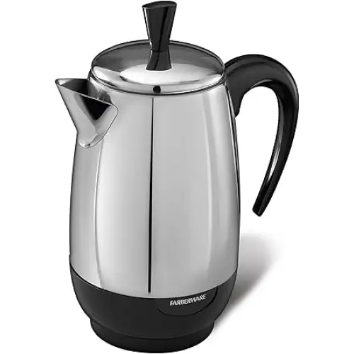 Farberware Electric Coffee Percolator FCP280 Stainless Steel Basket Automatic Keep Warm No-Drip Spout 8 Cup