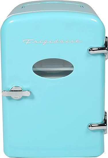 Frigidaire EFMIS175 Retro 9-Can Mini Personal Fridge for Car, Office, Bedroom, Dorm Room, Blue