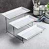 Gibson Home Gracious Dining Dinnerware, 3-Tier Rectangle Plate Set with Metal Stand, White