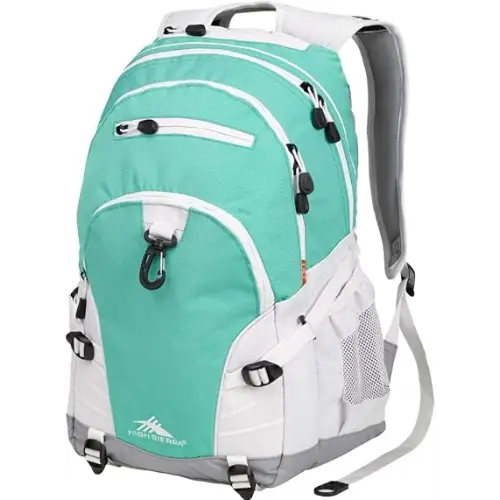 High Sierra Loop Backpack Travel or Work Bookbag with tablet sleeve One Size Aquamarine/White/Ash - Backpacks