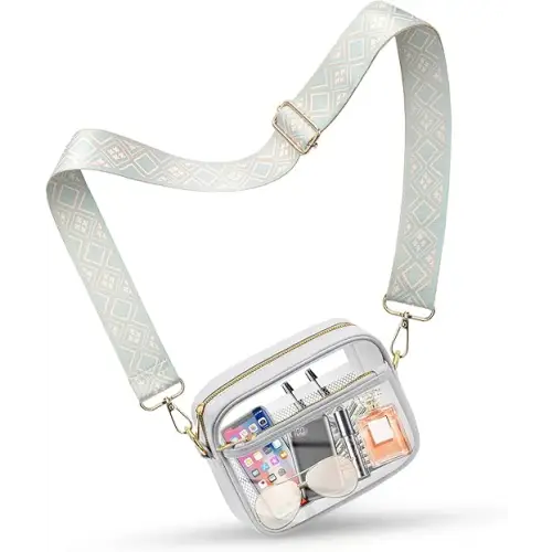 KETIEE Clear Bag for Stadium Events Clear Crossbody Bag Stadium Approved Clear Purses for Women with Front Pocket Mesh