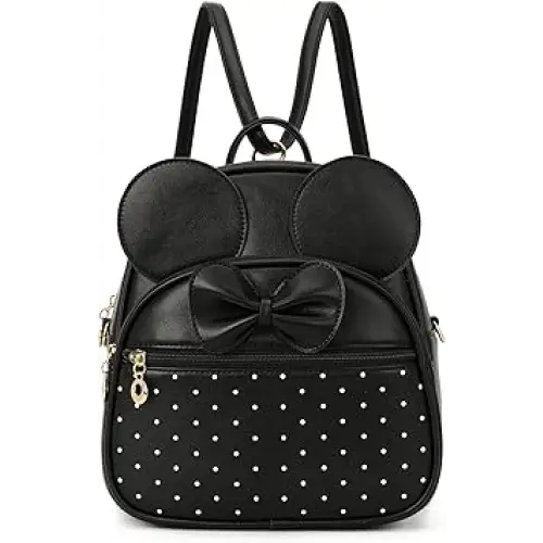 KL928 Girls Mini Backpack Bowtie Polka Dot Cute Daypacks Convertible Shoulder Bag Purse - Luggage