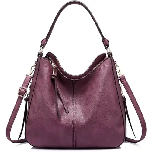 Realer Handbags for Women Large Designer Ladies Hobo Bag Bucket Purse Faux Leather Wine-Gold Hardware - Luggage