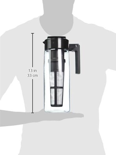 Takeya Deluxe Cold Brew Coffee Maker with Black Lid Airtight Pitcher, 2 Quart, Black