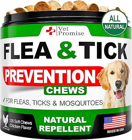 Vet Promise Flea and Tick Prevention for Dogs Chewables - All-Natural Flea & Tick Control Chews