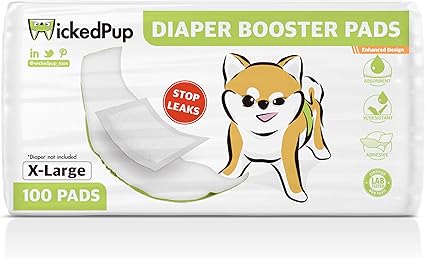 Wickedpup Dog Diaper Liners Booster Pads X-Large 100 Count