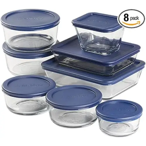 Anchor Hocking 16 Piece Glass Storage Containers with Lids - Food Storage & Organization