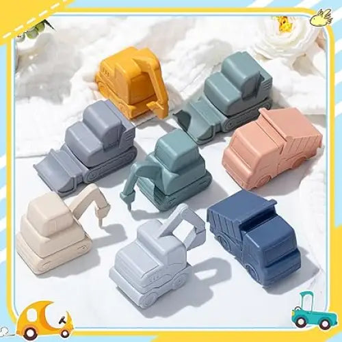 Silicone Vehicles Bath Toys: 12 Colorful Vehicles