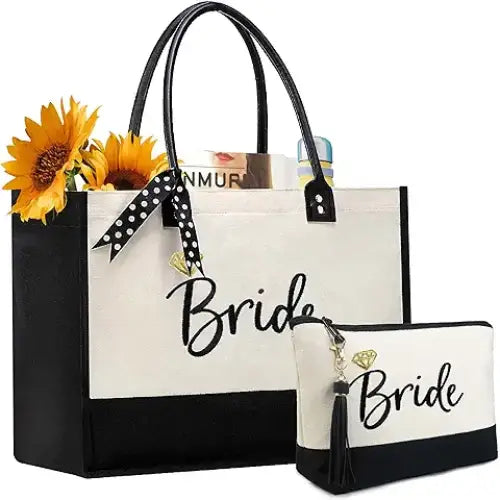 BeeGreen Bride Canvas Tote Bag for Bride Bridesmaid - Luggage
