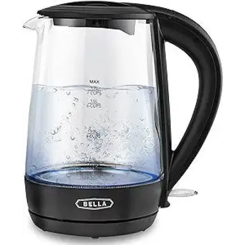 BELLA 1.7 Liter Glass Electric Kettle Quickly Boil 7 Cups of Water in 6-7 Minutes - Electric Tea Pots and Water Boilers