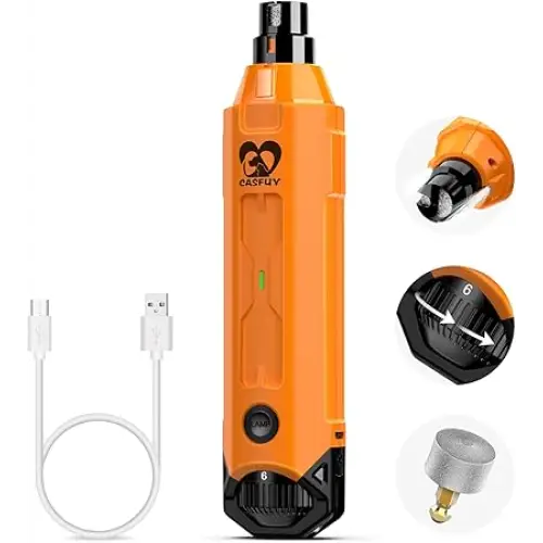Casfuy Rechargeable 6-Speed Dog Nail Grinder Super Quiet