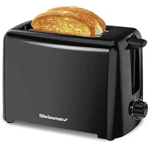 Elite Gourmet ECT1027B Cool Touch Toaster with 6 Temperature Settings & Extra Wide 1.25’’ Slots for Bagels Waffles