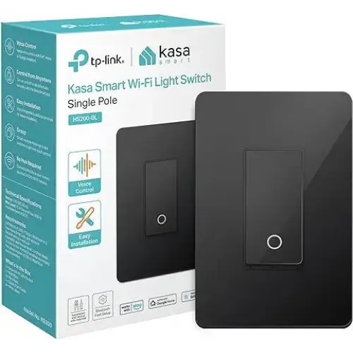 TP-LINK Kasa-Smart Light Switch Single Pole 2.4GHz Wi-Fi Light Switch Compatible with Alexa and Google Home - Dimmers &