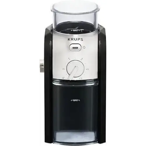 KRUPS Grind Size and Cup Selection and Stainless Steel Flat Burr Coffee Grinder 8-Ounce - Coffee Grinders
