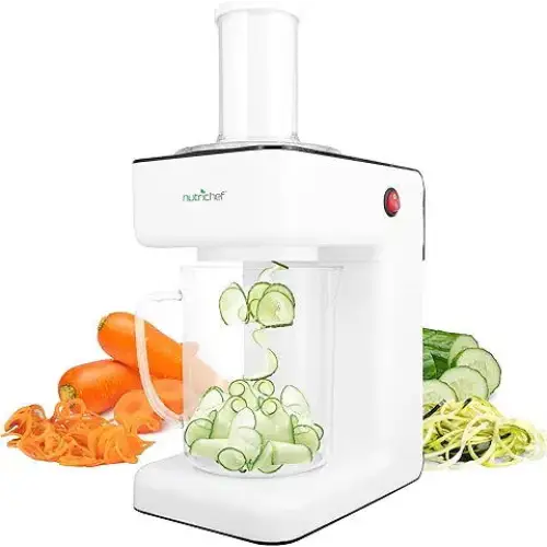 NutriChef 3-in-1 Electric Vegetable Chopper Spiralizer and Salad Maker - Food Processors