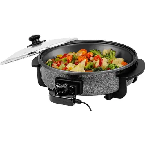 OVENTE 12 Inch Electric Skillet and Frying Pan with Nonstick Coating 1400W Power - Electric Woks and Skillets