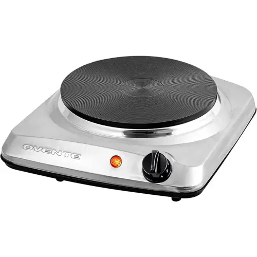 OVENTE Electric Countertop Single Burner 1000W Cooktop with 7.25 Inch Cast Iron Hot Plate - countertop Burners