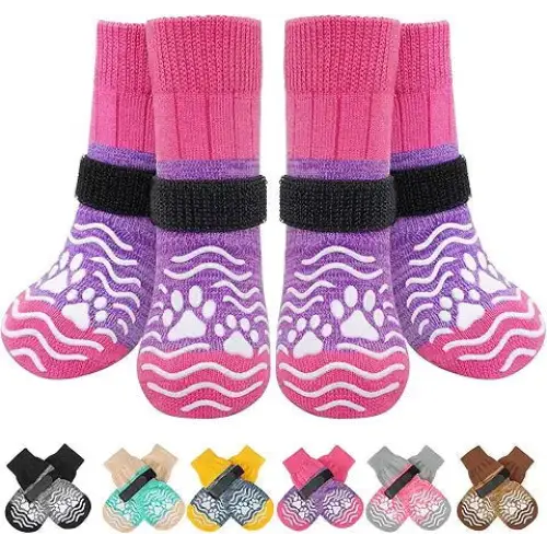 PUPTECK Anti Slip Dog Socks Shoes with Grippers-Small