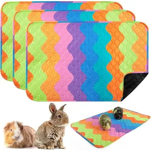 Plush Guinea Pig Cage Liners 4PCS Guinea Pig Bedding Pads 24x18 Washable & Reusable