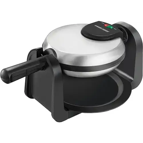 BLACK + DECKER Flip Waffle Maker WM1404S 7â€™â€™ Round Belgian Waffles Ready Light Indicator - Waffle Irons