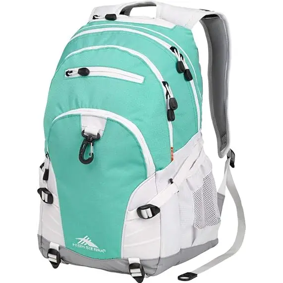 High Sierra Loop Backpack, Travel, or Work Bookbag with tablet sleeve, One Size, Aquamarine/White/Ash