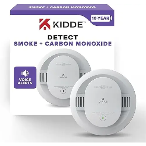 Kidde 30CUD10 Smoke & Carbon Monoxide Detector, 10-Year Battery Powered, Voice Alerts, LED Warning Light Indicators