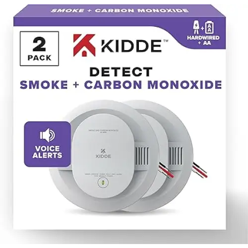 Kidde 900CUAR Hardwired Smoke & Carbon Monoxide Detector, AA Battery Backup, Voice Alerts, Interconnectable