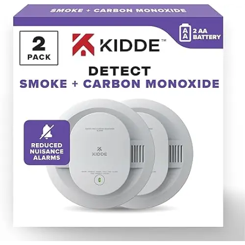 Kidde Smoke & Carbon Monoxide Detector, AA Battery Powered, LED Warning Light Indicators 900-CUDR 2 Pack