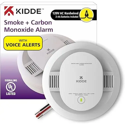 Kidde 900 CUAR Hardwired Smoke & Carbon Monoxide Detector, AA Battery Backup, Voice Alerts, Interconnectable, LED Warning Light Indicators, 1 Pack