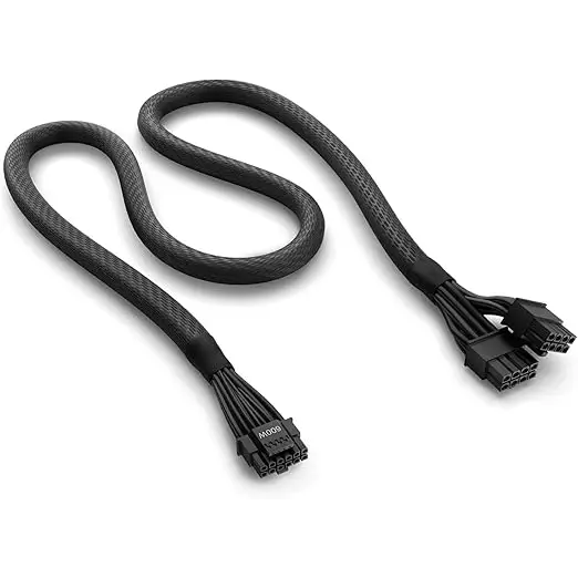 NZXT 12VHPWR Adapter Cable - 12+4-Pin (16-Pin) 12HVPWR to Dual 8-Pin PCIe - Compatible with NVIDIA 40 Series Graphics Cards and Existing NZXT ATX 2.X PSUs (PA-xG1BB) - Rated for 600 Watts - Black