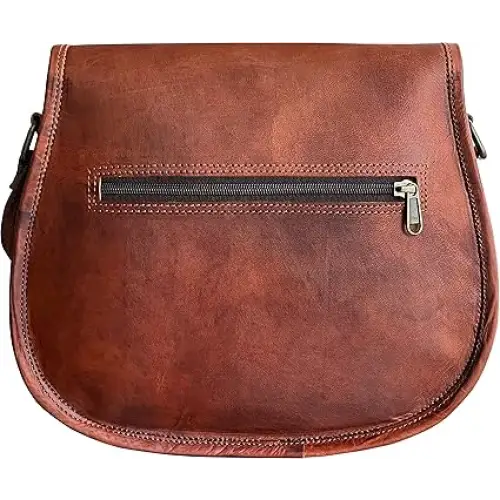 RUSTIC TOWN 11 inch Small Brown Leather Crossbody Satchel Bag Vintage Purses Handbags for Women