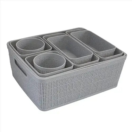 Simplify 10 Piece Organizing Set | Multiple Size Bins | Multipurpose | Office | Desk | Dorm | Bathroom | Storage Basket