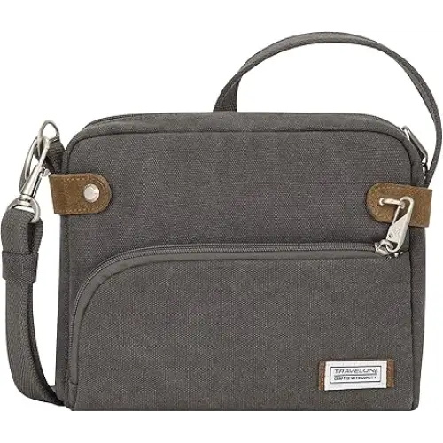 Travelon Anti-theft Heritage Crossbody Bag, Pewter