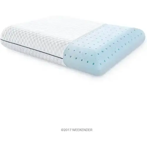 WEEKENDER Gel Memory Foam Pillow - Standard Size - 1-Pack - Medium Plush Feel - Neck & Shoulder Support - For Back Side