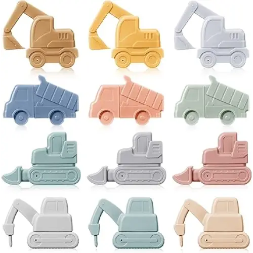 Silicone Vehicles Bath Toys: 12 Colorful Vehicles