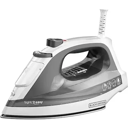 BLACK + DECKER Light N Easy Compact Steam Iron IR1020S Stainless Steel Soleplate Spray Mist Anti-Drip Auto Shutoff