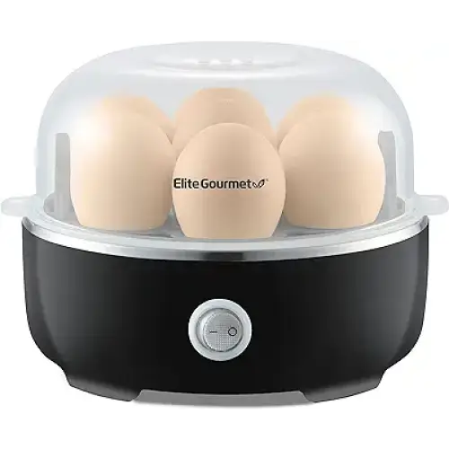 Elite Gourmet EGC115B Easy Egg Cooker Electric 7-Egg Capacity Soft Medium Hard-Boiled Egg Cooker with Auto Shut-Off