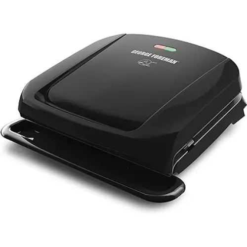 George Foreman 4-Serving Removable Plate Electric Grill and Panini Press George Tough Non-Stick Coating Drip Tray