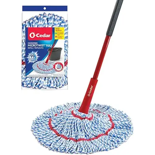 O-Cedar MicroTwist MAX Microfiber Twist Mop with 1 Extra Refill | Features Hands-Free Wringing | Extra Large 18-Inch