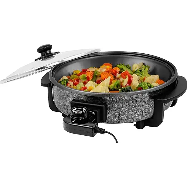 OVENTE 12 Inch Electric Skillet and Frying Pan with Nonstick Coating 1400W Power Adjustable Temperature Control