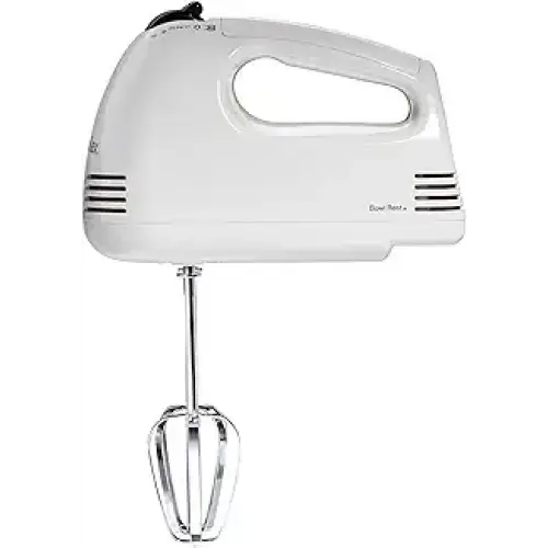 Proctor Silex Easy Mix 5-Speed Electric Hand Mixer with Bowl Rest Compact and Lightweight 100 Watts of Peak Power White